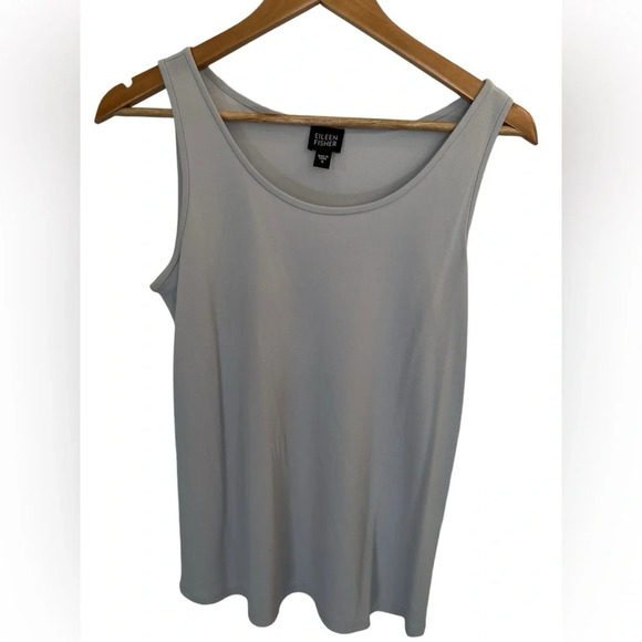 Eileen Fisher Crinkle Texture 100% Silk Button Jacket & Tank Top Set Silver Sz S - Picture 10 of 13